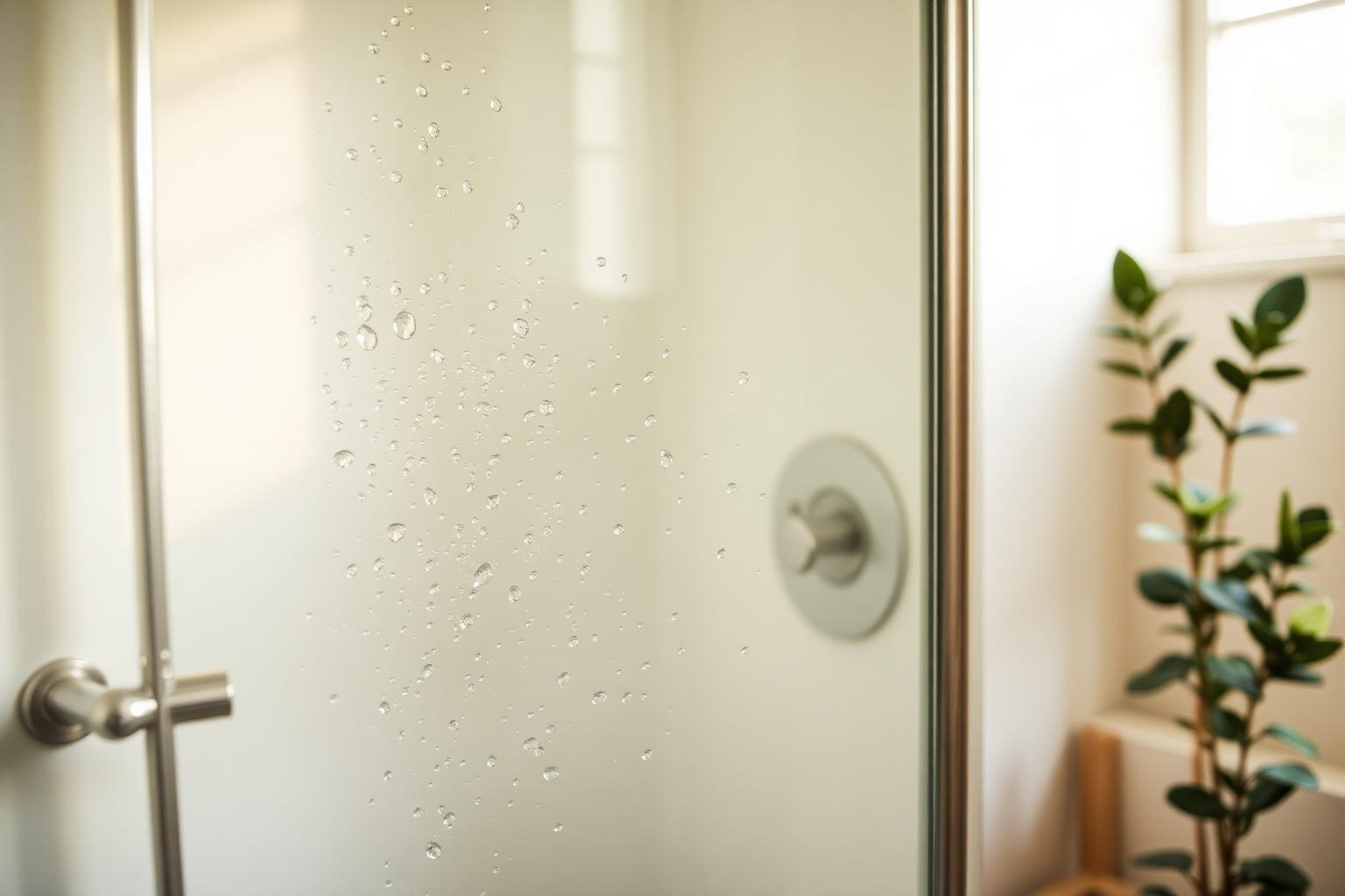 Sparkling clean glass shower door with soft daylight